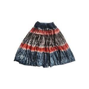 Lola P Boho Skirt Tiered Crochet Multi Floral Gypsy Festival Lined Maxi PETITE S